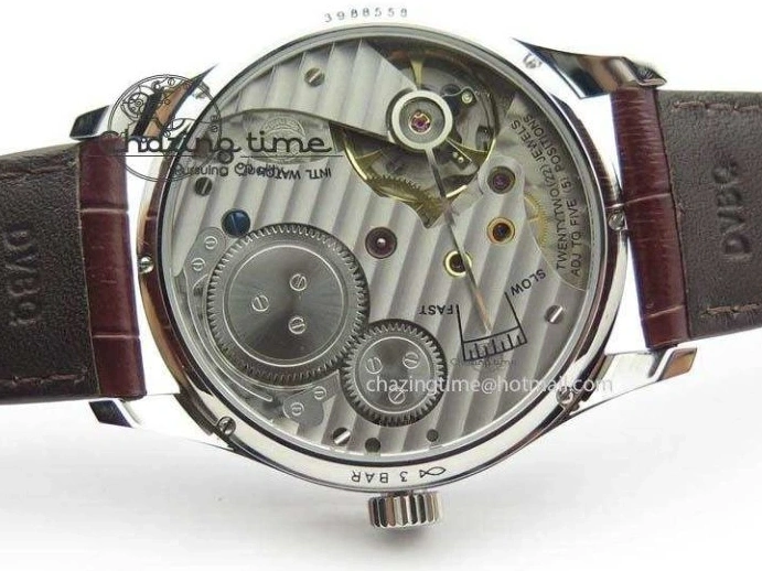 MIROTIME 0427 Sustainable Portuguese IW5444 SS White Dial RG Numbers On Brown Leather Strap A 7256
